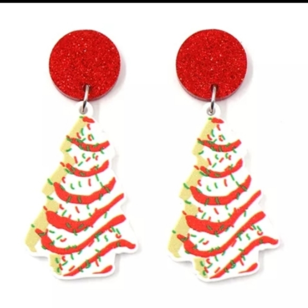 Christmas Tree‎ Cake Holiday Earrings